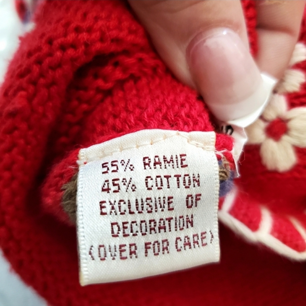 Vintage Susan Bristol Red Cream Embroidered Vest - Picture 11 of 15